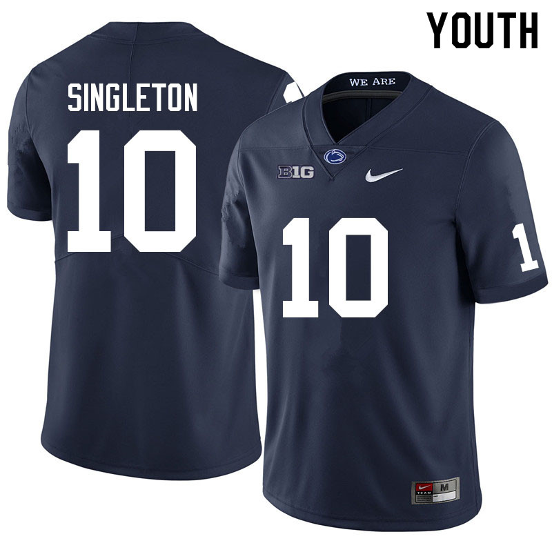 Youth #10 Nicholas Singleton Penn State Nittany Lions College Football Jerseys Sale-Navy - Click Image to Close